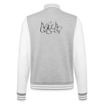 KICK Inspired by classic throw-up graffiti styles - College-Sweatjacke - Grau meliert/Weiß - Hinten - Marisol (170cm)