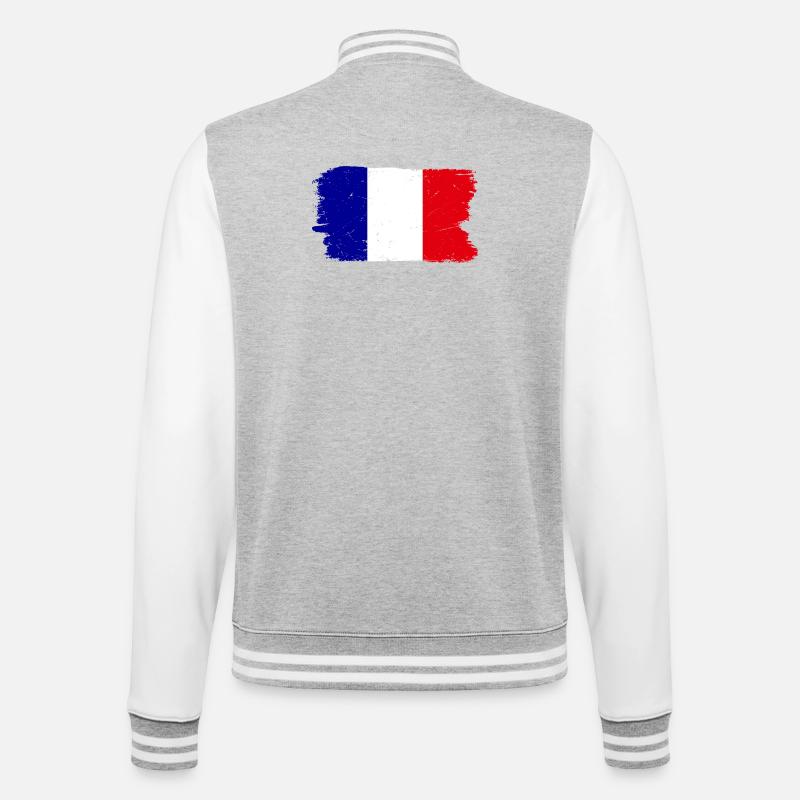 Bleu Blanc Rouge Pinceau Drapeau - Veste Teddy - gris chiné / blanc