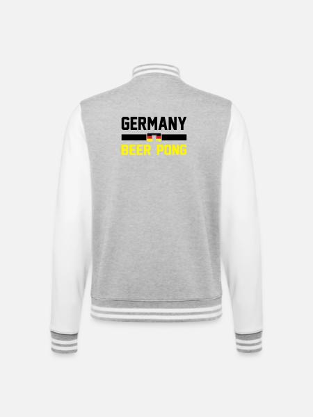 Bier Pong Deutschland - College-Sweatjacke - Grau meliert/Weiß