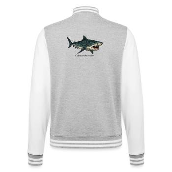 Dessin de requin tigre Galeocerdo cuvier - Veste Teddy - gris chiné / blanc - Dos - Marisol (170cm)
