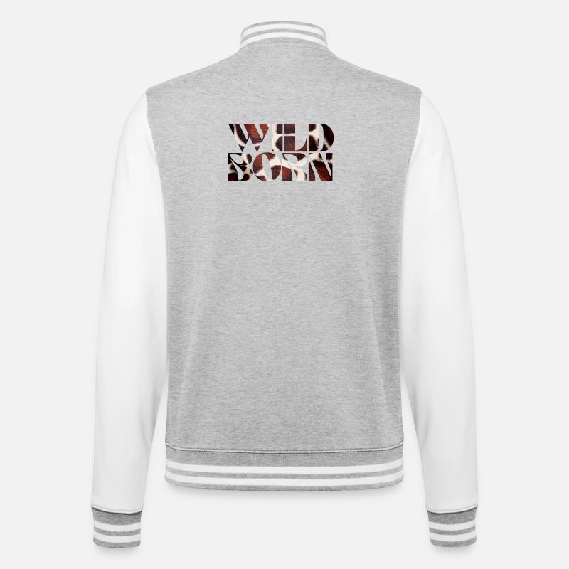 Vache sauvage née texture impression typographie - Veste Teddy - gris chiné / blanc