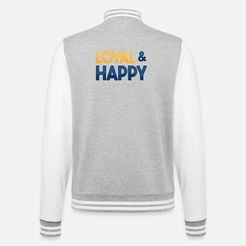 Loyal & glücklich - College-Sweatjacke - Grau meliert/Weiß