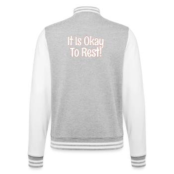 It's Okay To Rest - College Sweat Jacket - heather grey/white - Back - Marisol (170cm)