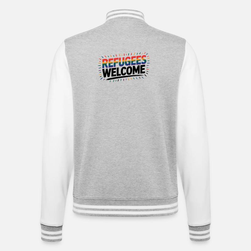 Refugees Welcome - Cool Pride Logo - College-Sweatjacke - Grau meliert/Weiß