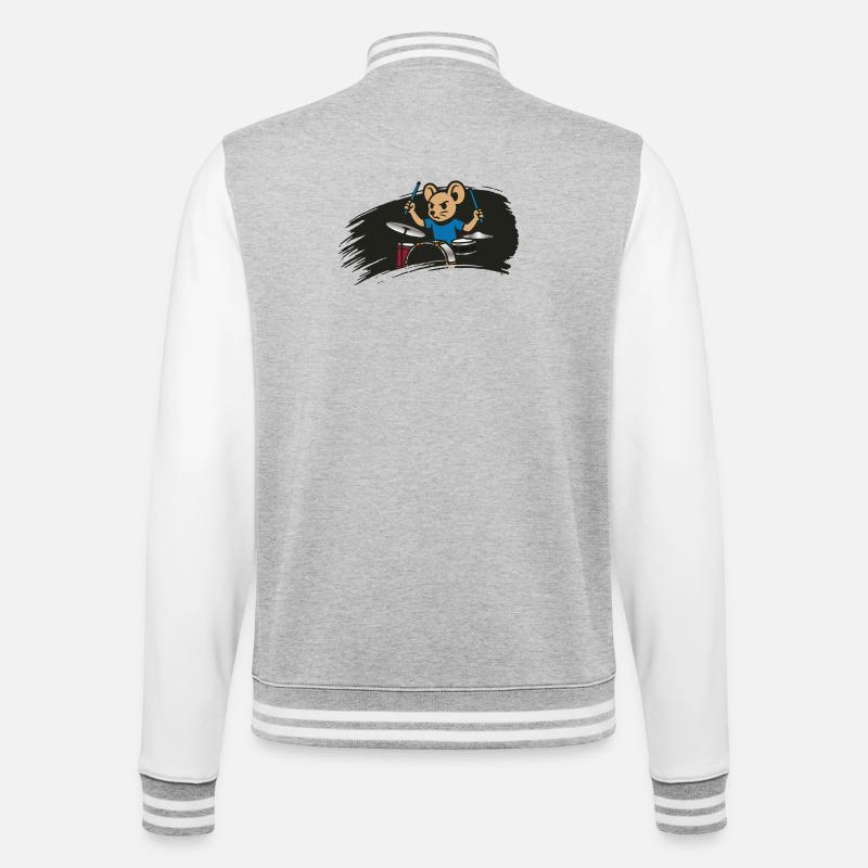 Drumming Mouse in Comic Style - College Sweat Jacket - heather grey/white
