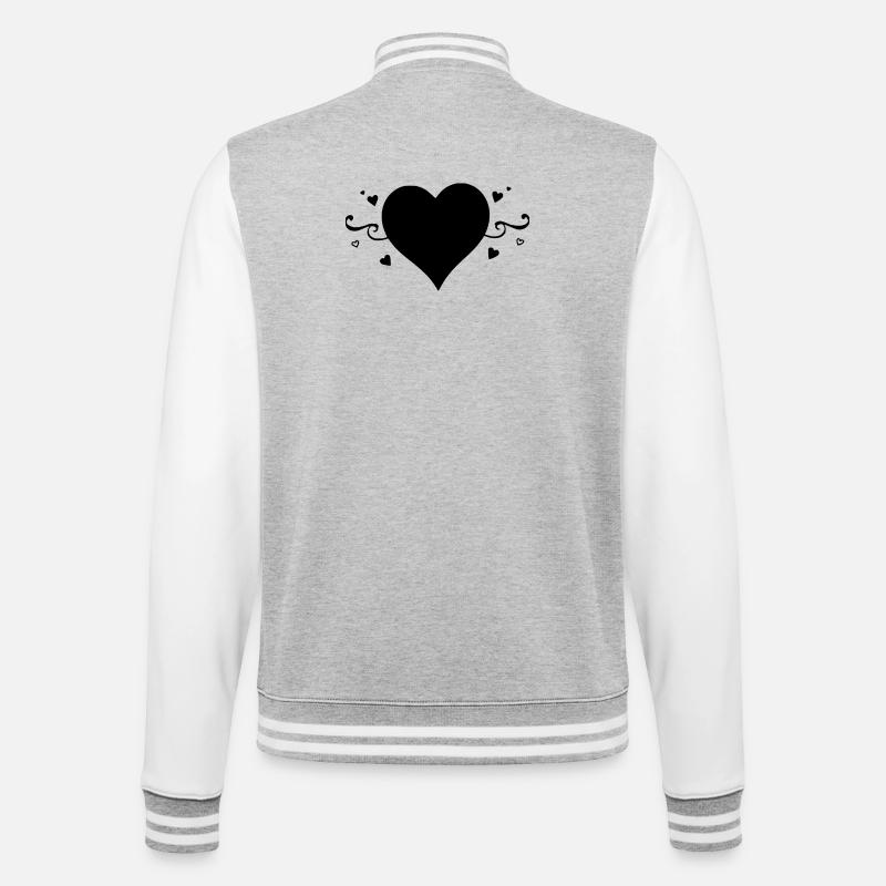 cœur noir cadeau saint valentin - Veste Teddy - gris chiné / blanc