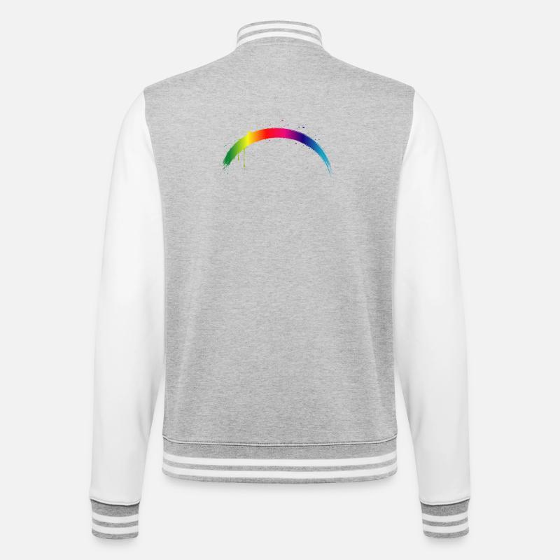 Rainbow Arc Gradient Splash Art - College Sweat Jacket - heather grey/white