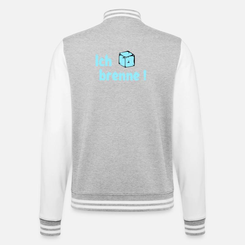Ich brenne - College-Sweatjacke - Grau meliert/Weiß