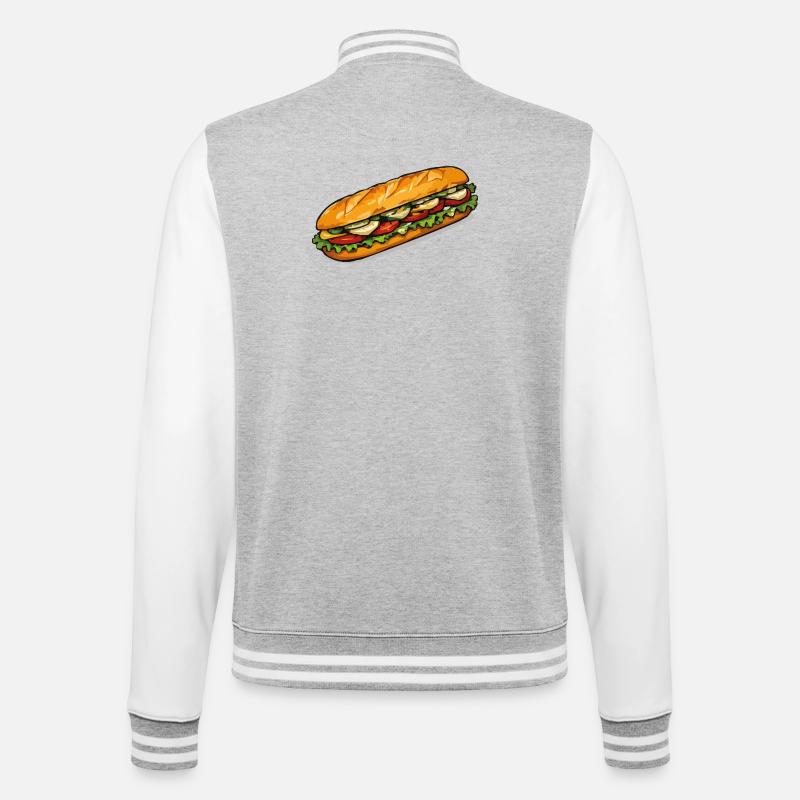 Frischer Sandwich Blickfang - College-Sweatjacke - Grau meliert/Weiß