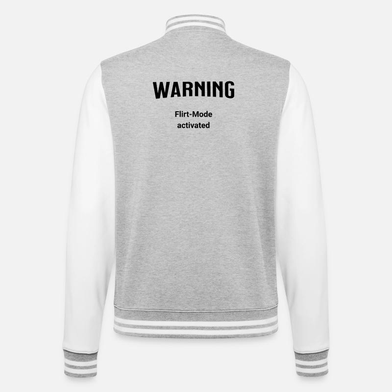 Warning - Flirt-Mode activated - College Sweat Jacket - heather grey/white