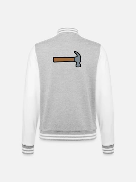 Carpenter's Hammer Tool Icon - College Sweat Jacket - heather grey/white