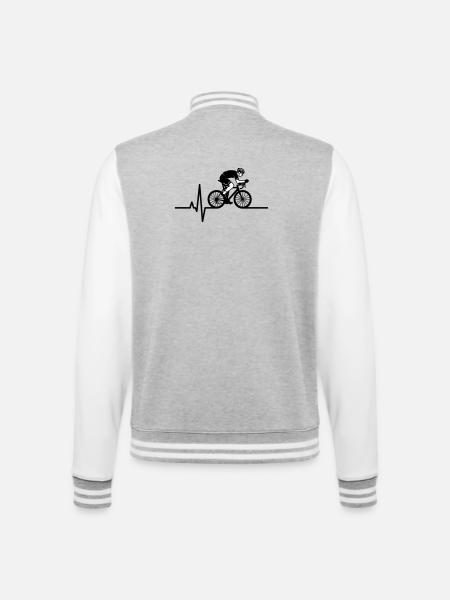 Rennrad Herzschlag EKG - College-Sweatjacke - Grau meliert/Weiß