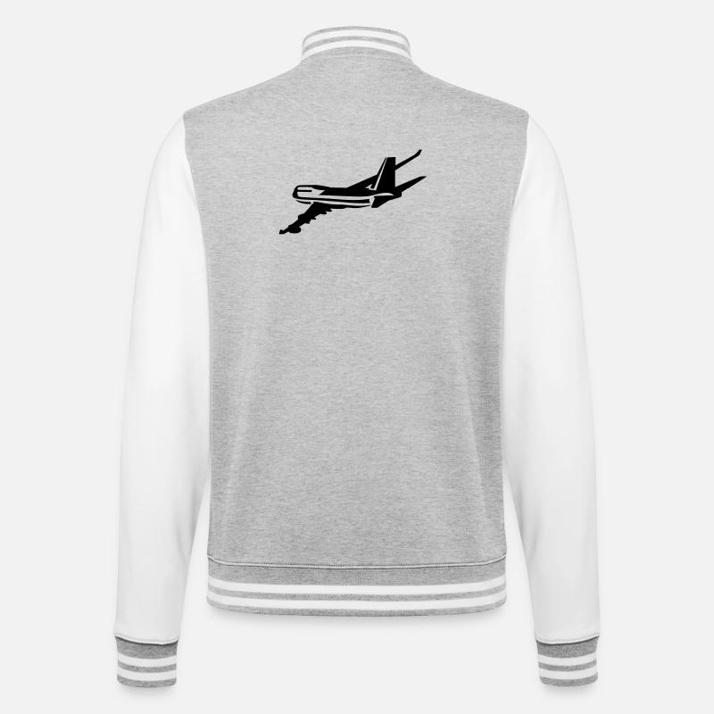 Passagierflugzeug - College-Sweatjacke - Grau meliert/Weiß
