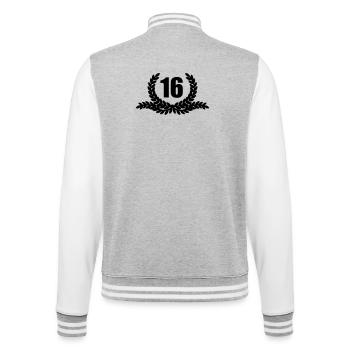 Lauwerkrans 16 JAHRE - College-Sweatjacke - Grau meliert/Weiß - Hinten - Marisol (170cm)