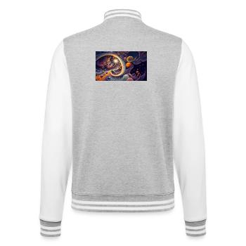 Cosmic Swirl Orbits - College Sweat Jacket - heather grey/white - Back - Marisol (170cm)