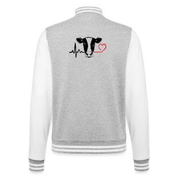 Kuh Liebe Herzschlag - College-Sweatjacke - Grau meliert/Weiß - Hinten - Marisol (170cm)