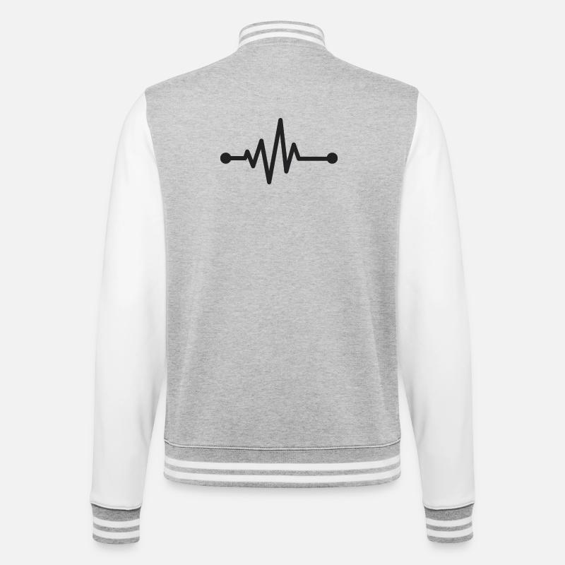 Graphique du rythme cardiaque PulseLine - Veste Teddy - gris chiné / blanc