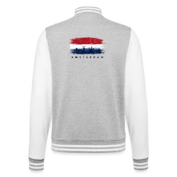Amsterdam Skyline Brush Flagge - College-Sweatjacke - Grau meliert/Weiß - Hinten - Marisol (170cm)