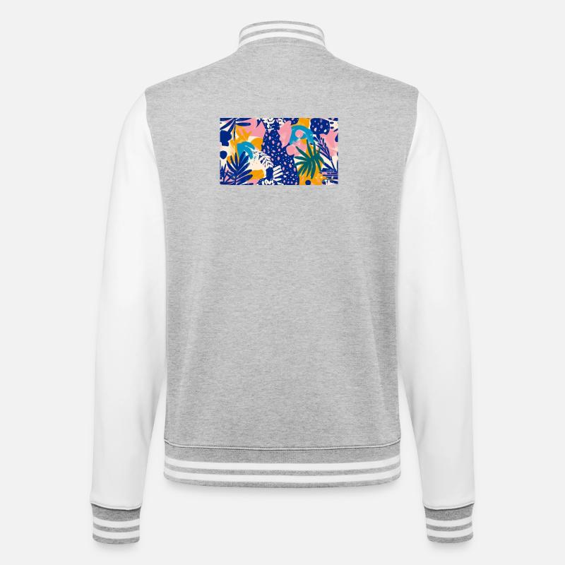 Tropical Abstract Pattern - College Sweat Jacket - heather grey/white