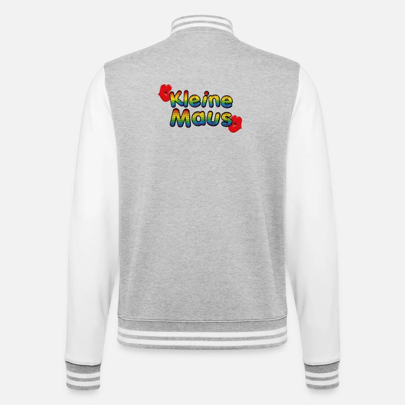 Maus - College-Sweatjacke - Grau meliert/Weiß