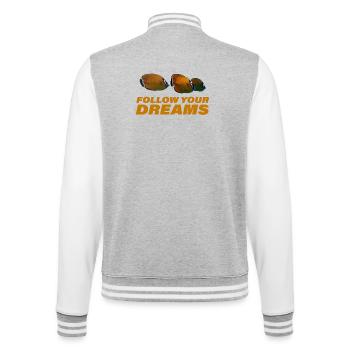 FOLLOW YOUR DREAMS - College Sweat Jacket - heather grey/white - Back - Marisol (170cm)