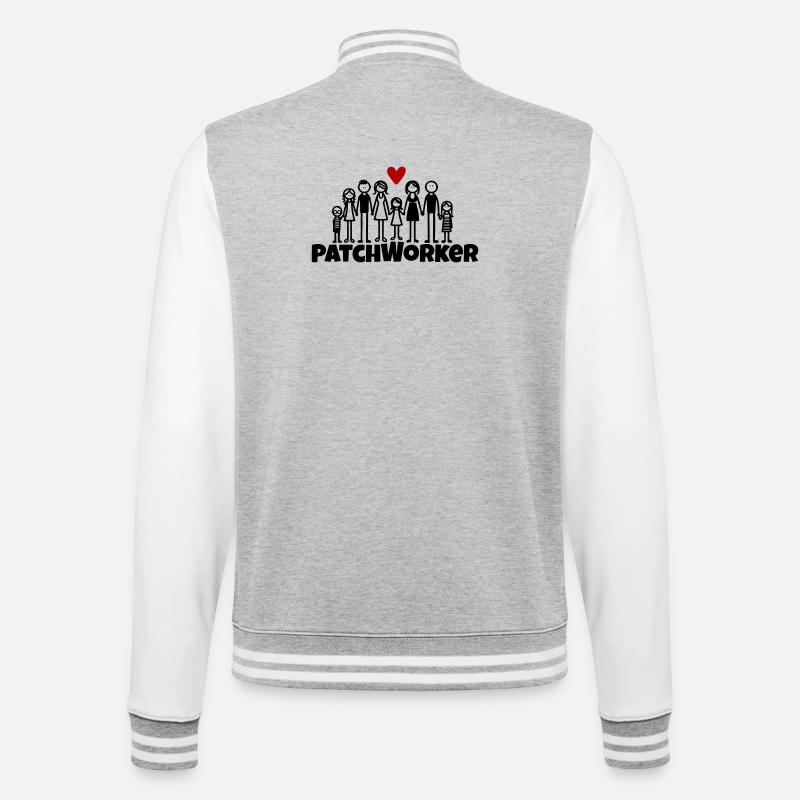 Patchworker2 - College-Sweatjacke - Grau meliert/Weiß