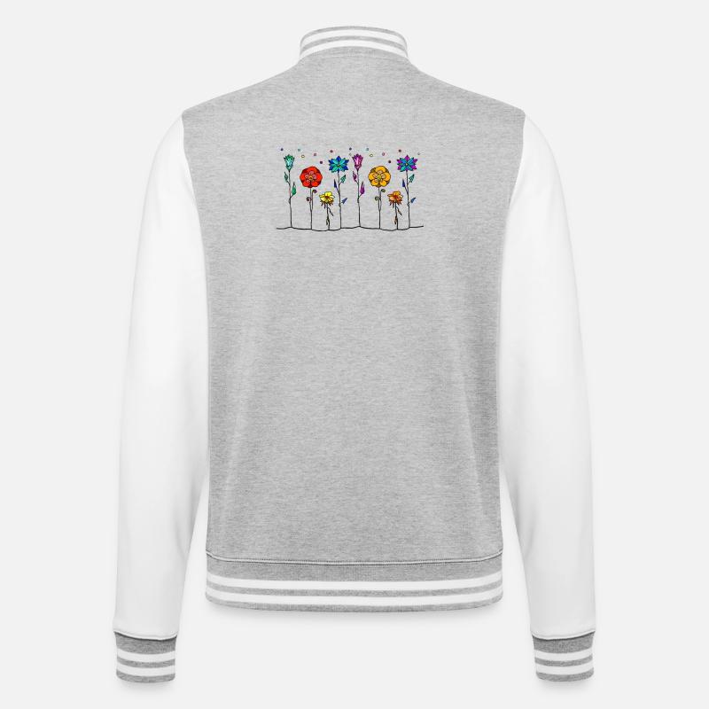 Blumen - College-Sweatjacke - Grau meliert/Weiß