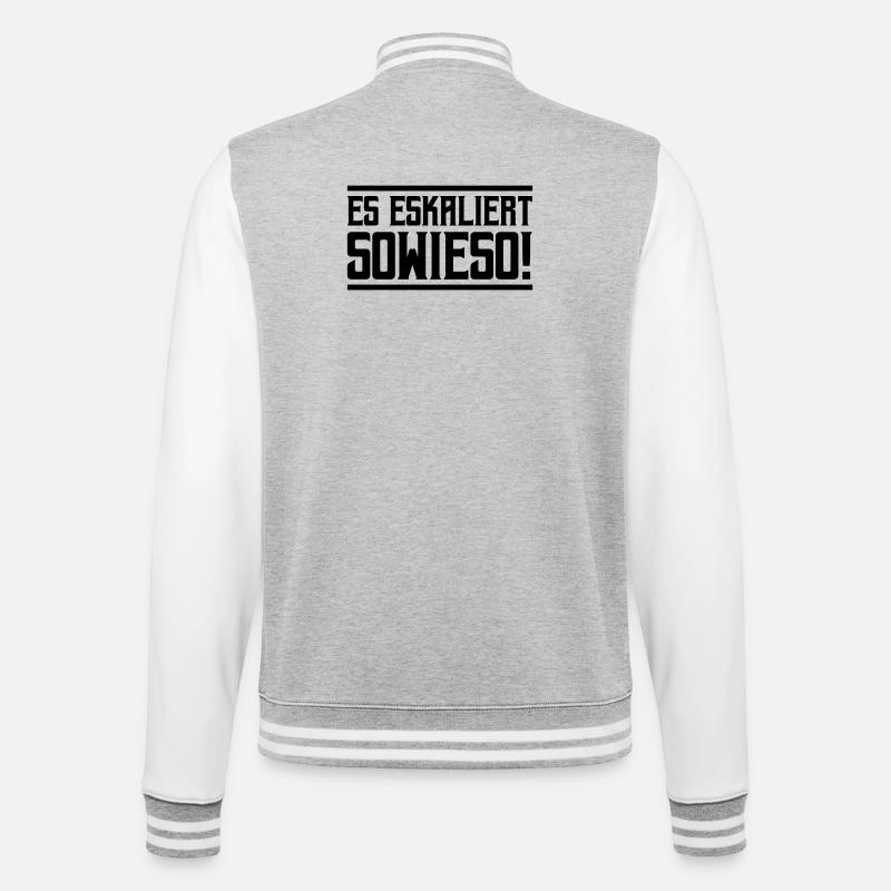 It's escalating anyway! - College Sweat Jacket - heather grey/white
