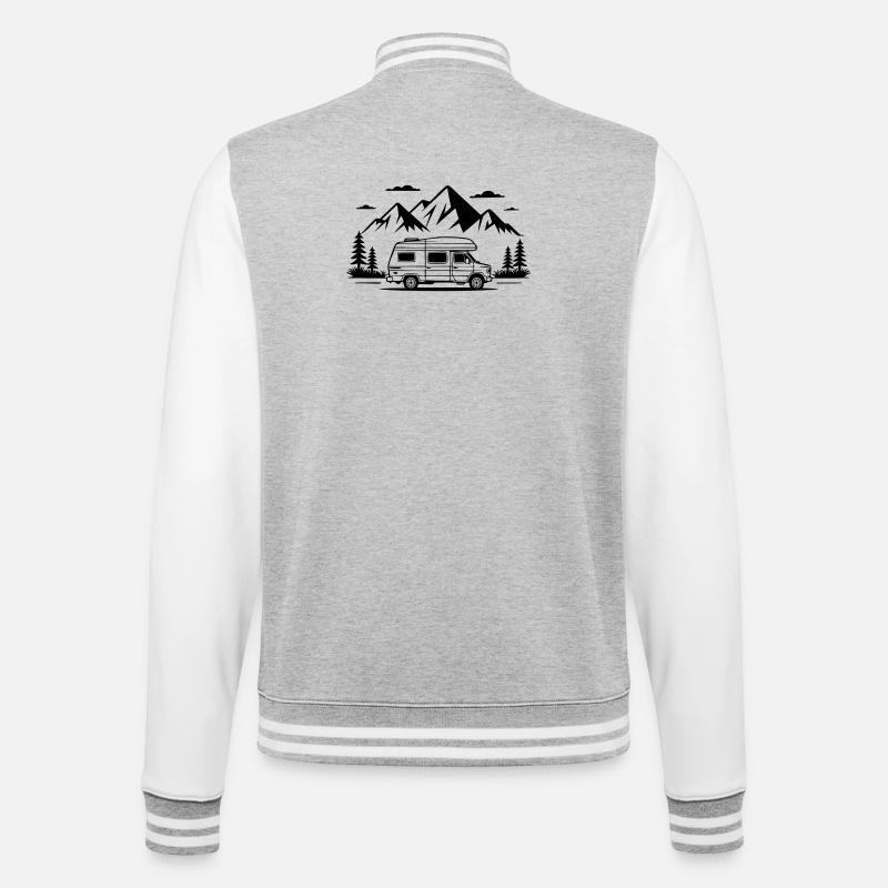 Camping - College-Sweatjacke - Grau meliert/Weiß