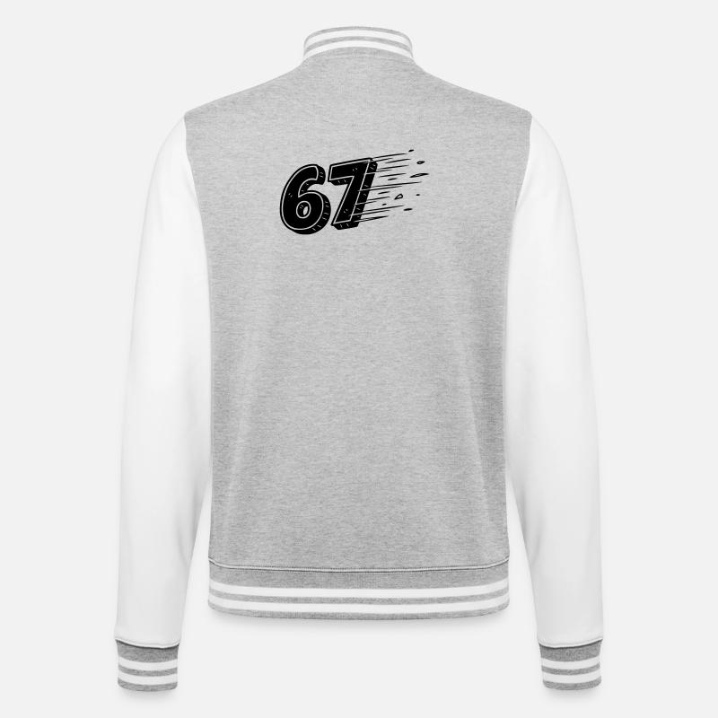 67 Meme Speedlines – Fast Comic Number - College Sweat Jacket - heather grey/white