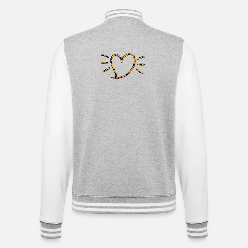 Leopard Heart Rays - College Sweat Jacket - heather grey/white