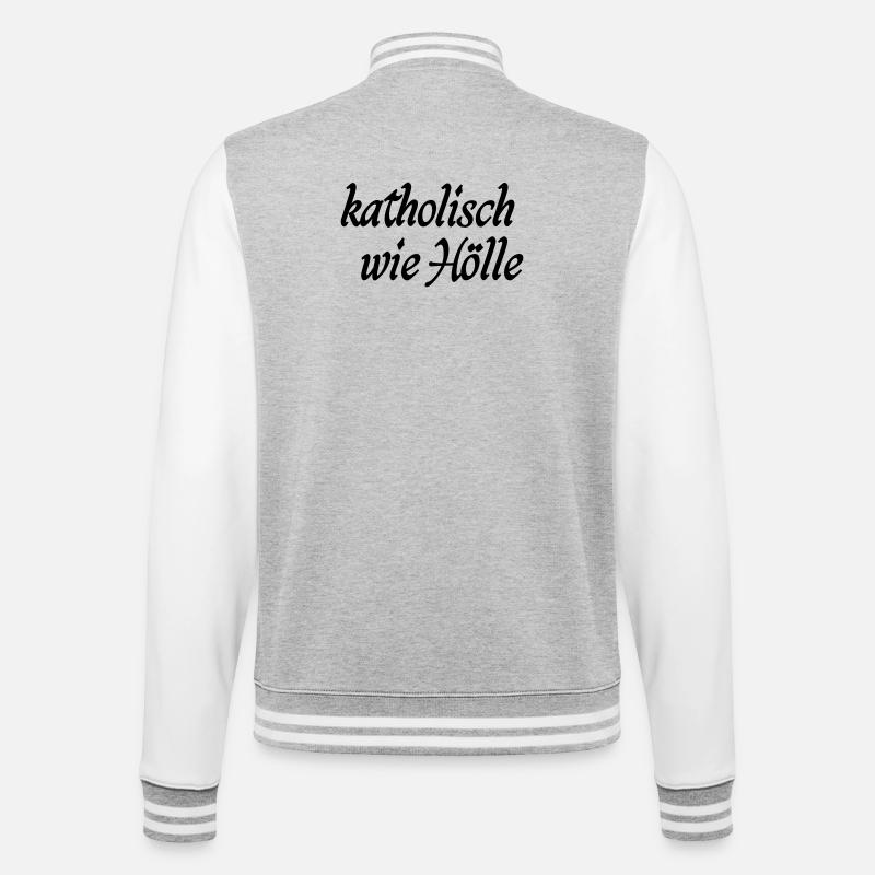 Catholic as hell - College Sweat Jacket - heather grey/white