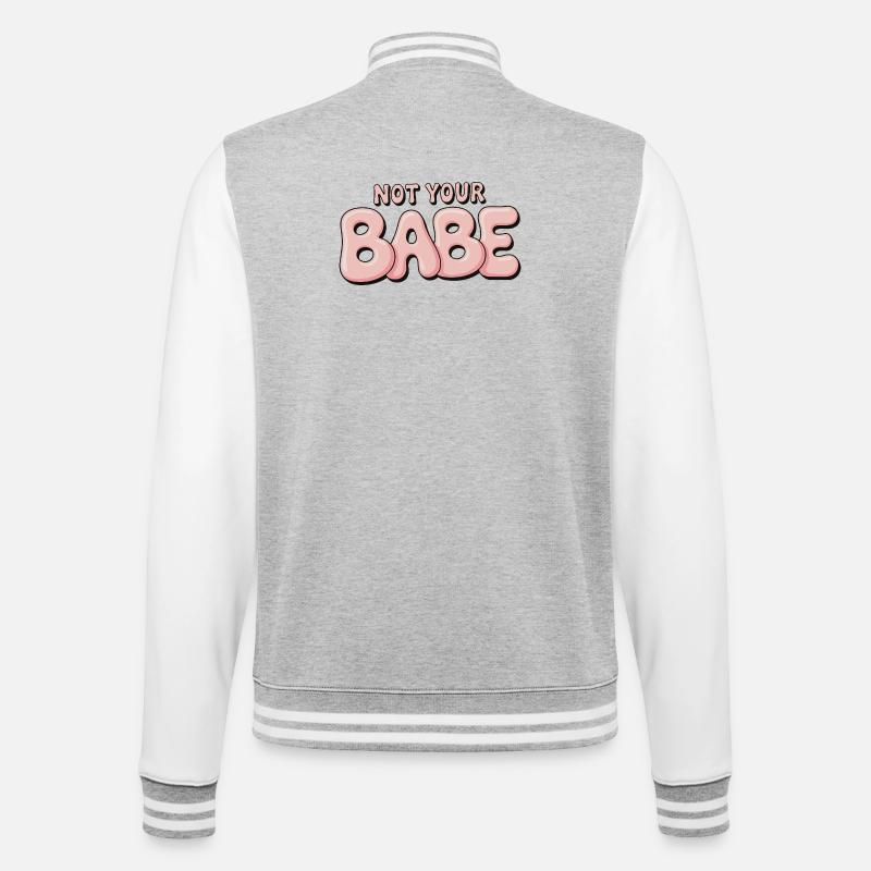Not Your Babe - Statement Bubble Schrift - College-Sweatjacke - Grau meliert/Weiß