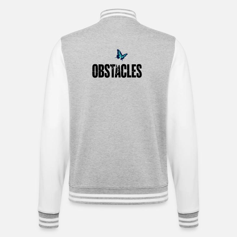 OBSTACLES – Briser les obstacles - Veste Teddy - gris chiné / blanc