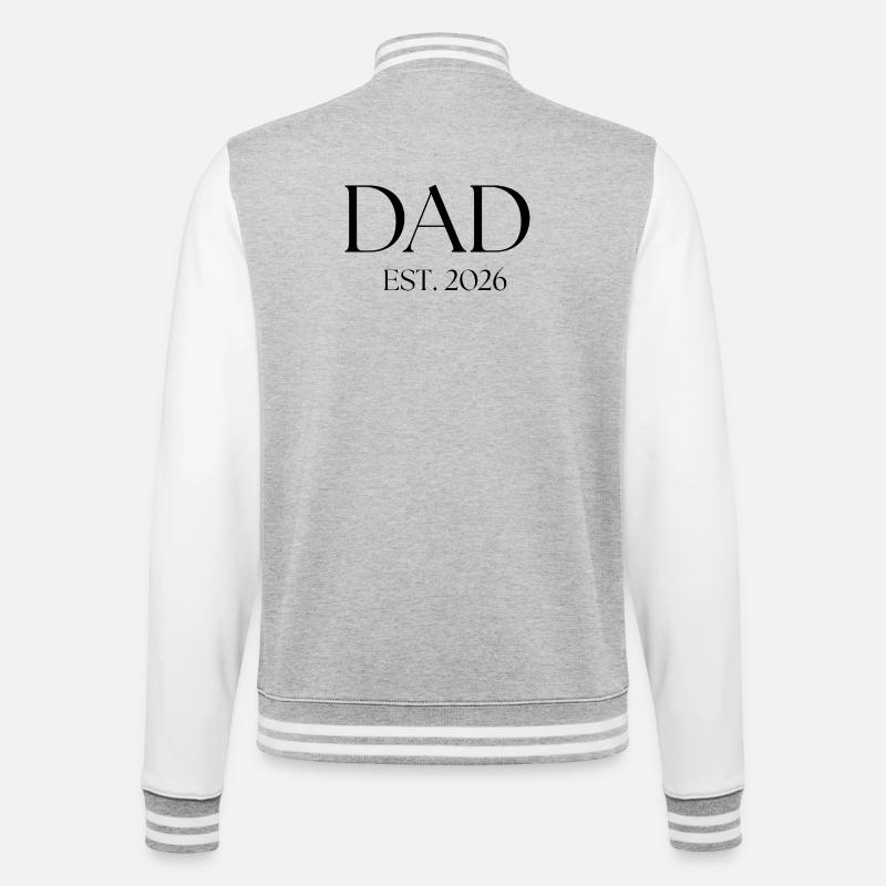 Dad soon - College-Sweatjacke - Grau meliert/Weiß