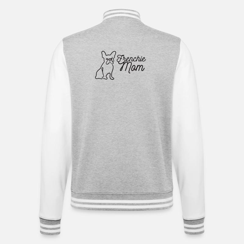 Frenchie Mom Silhouette Script Lineart - College-Sweatjacke - Grau meliert/Weiß