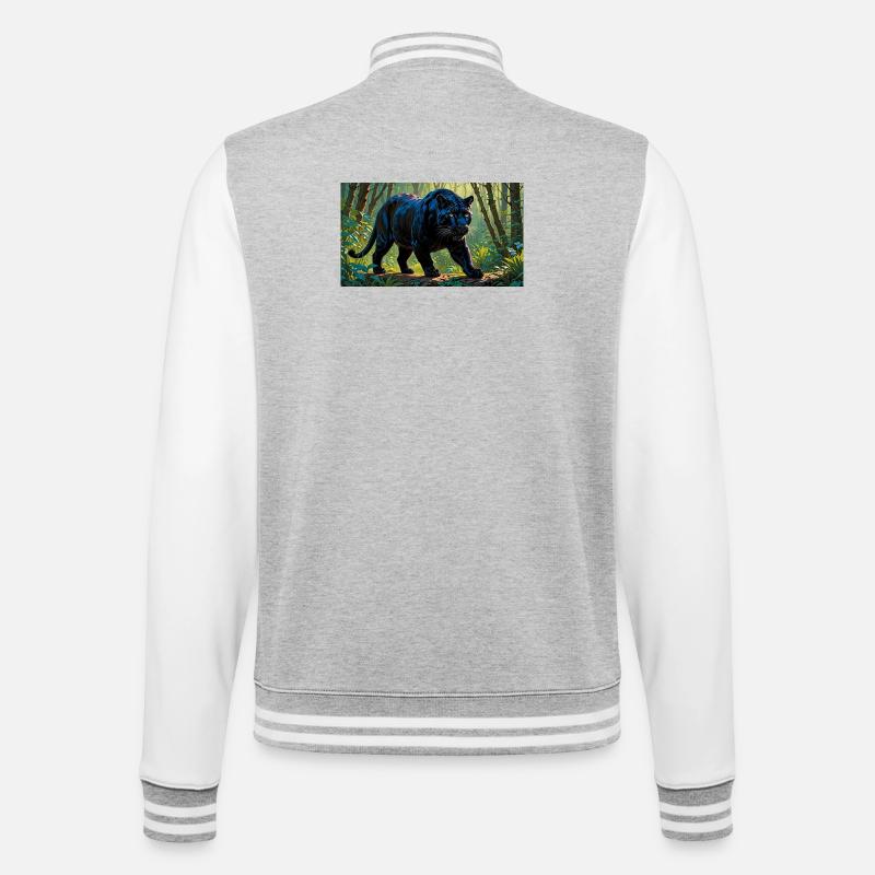 schwarzer panther - College-Sweatjacke - Grau meliert/Weiß