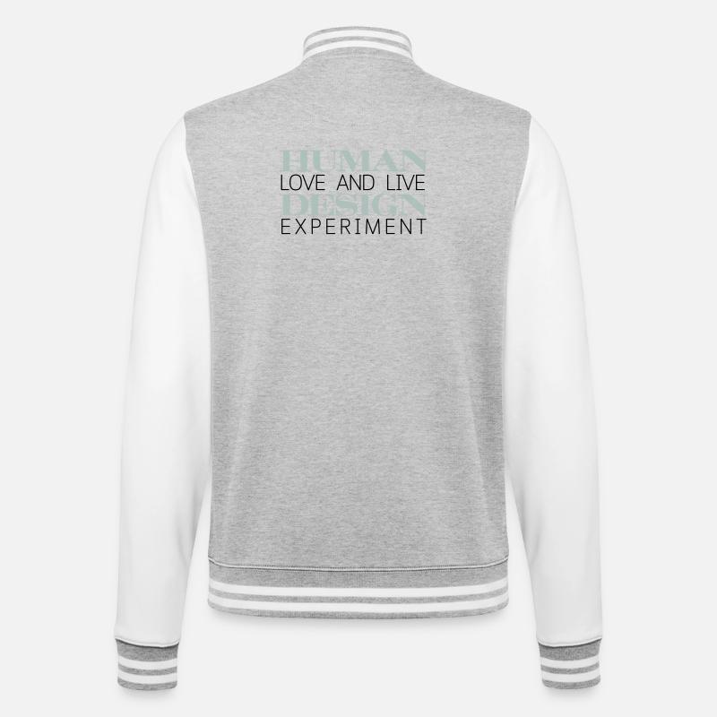 HUMAN DESIGN Experiment leben - College-Sweatjacke - Grau meliert/Weiß