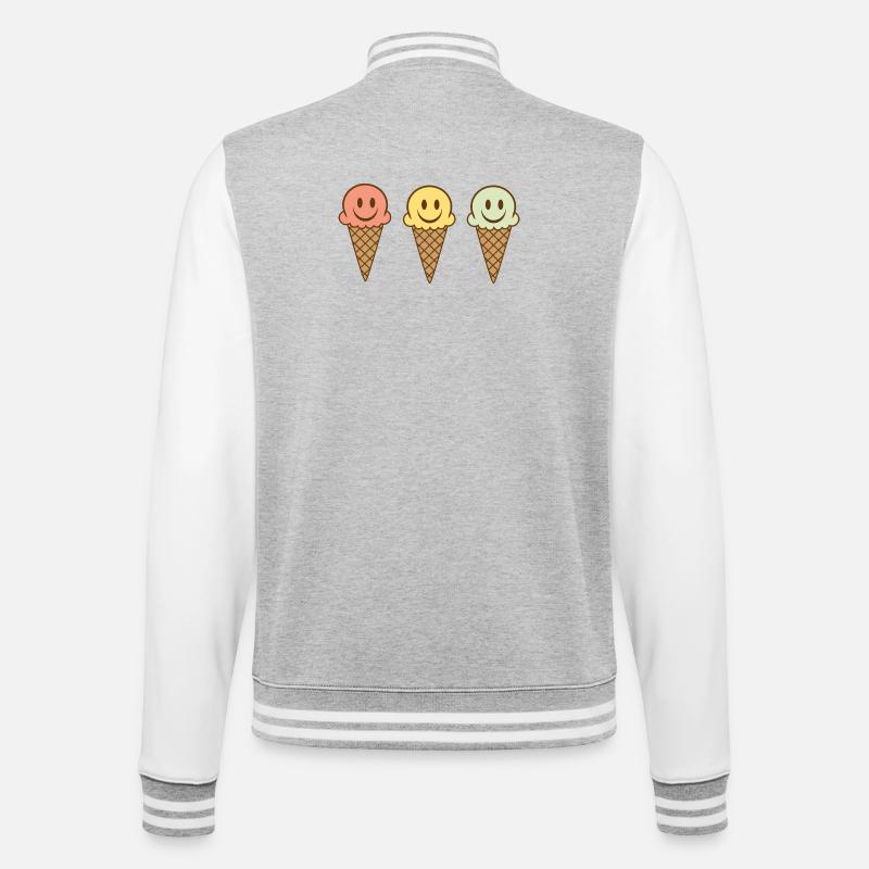 Eis - College-Sweatjacke - Grau meliert/Weiß
