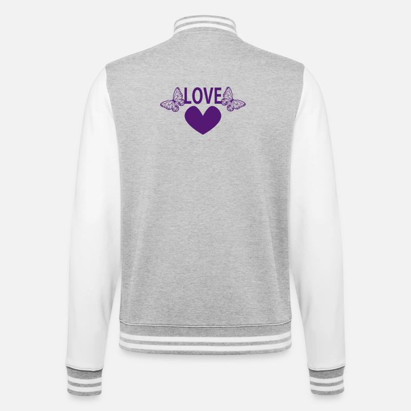 LOVE - College-Sweatjacke - Grau meliert/Weiß