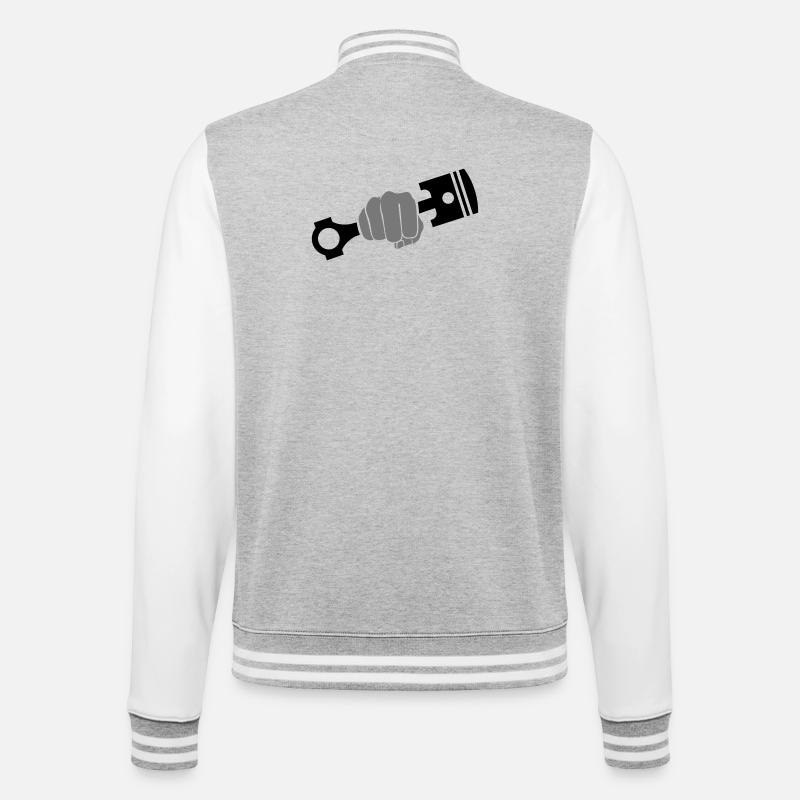 Faust hält Motor Kolben - College-Sweatjacke - Grau meliert/Weiß