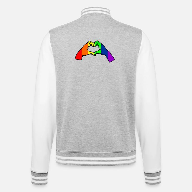 Regenbogenhand Liebe - College-Sweatjacke - Grau meliert/Weiß