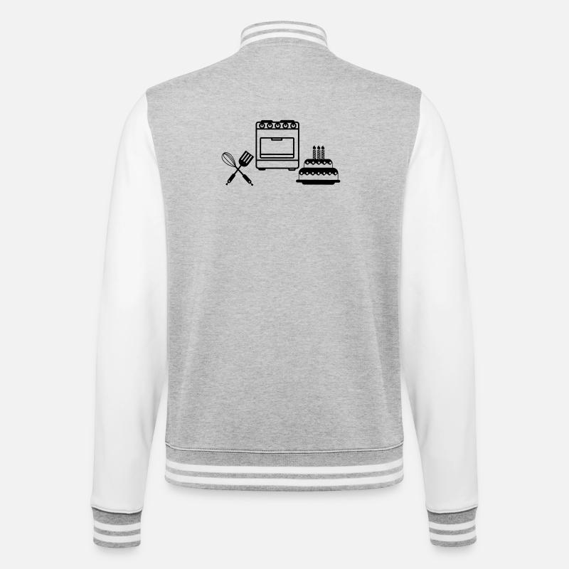 Backe einen Kuchen - College-Sweatjacke - Grau meliert/Weiß