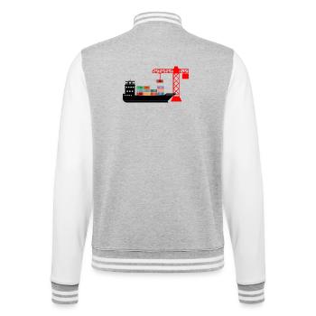 Bateau porte-conteneurs maritime avec déchargement de grue 2 - Veste Teddy - gris chiné / blanc - Dos - Marisol (170cm)