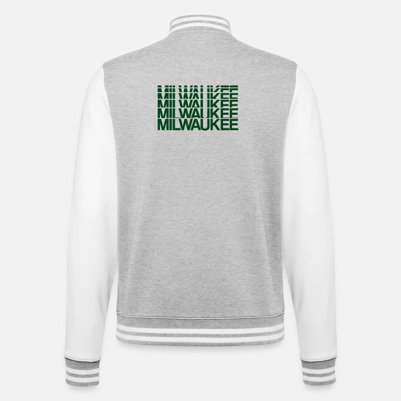 Milwaukee Grid Pattern - College Sweat Jacket - heather grey/white