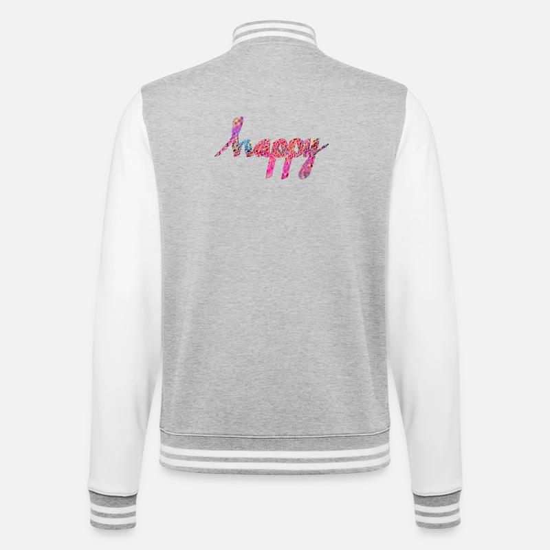 HAPPY - College Sweat Jacket - heather grey/white