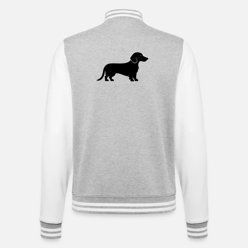 Teckel Dackel - Veste Teddy - gris chiné / blanc