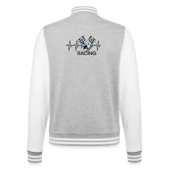 racing helmet pulse motorcycle heartbeat icon icon - College Sweat Jacket - heather grey/white - Back - Marisol (170cm)