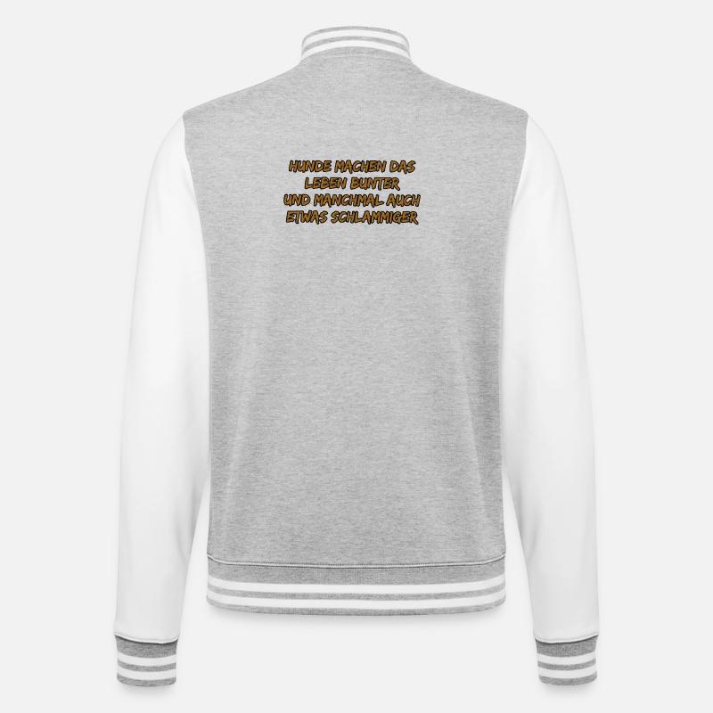 Hundebunte Lebensfreude - College-Sweatjacke - Grau meliert/Weiß