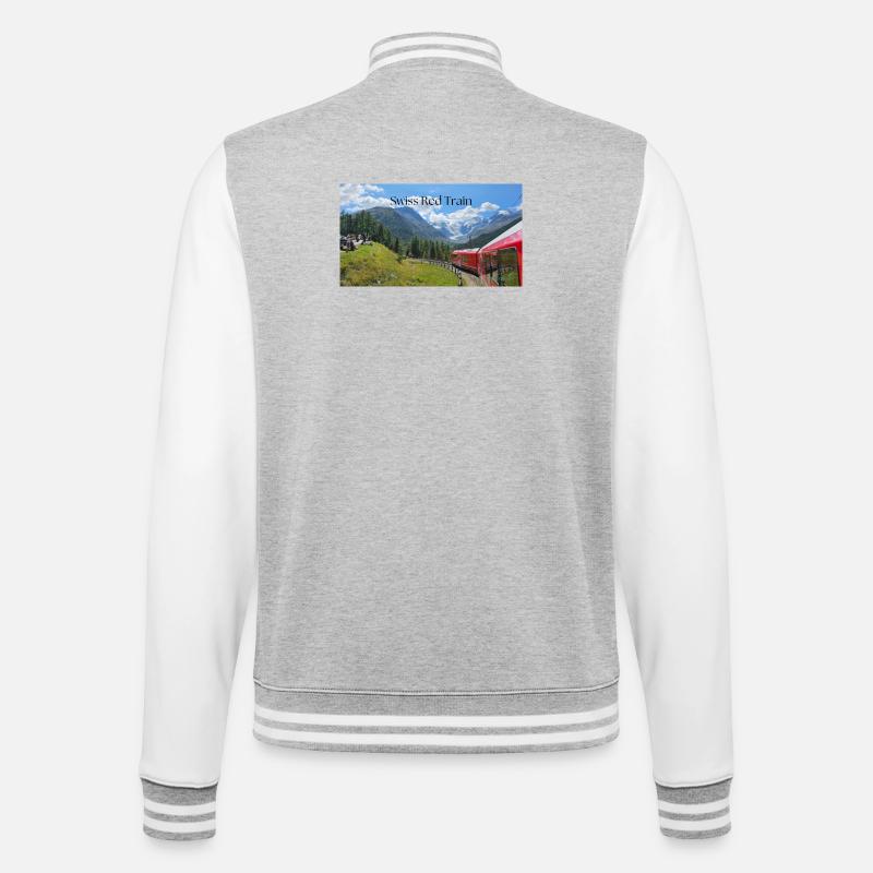 Schweizerischer Roter Zug - College-Sweatjacke - Grau meliert/Weiß